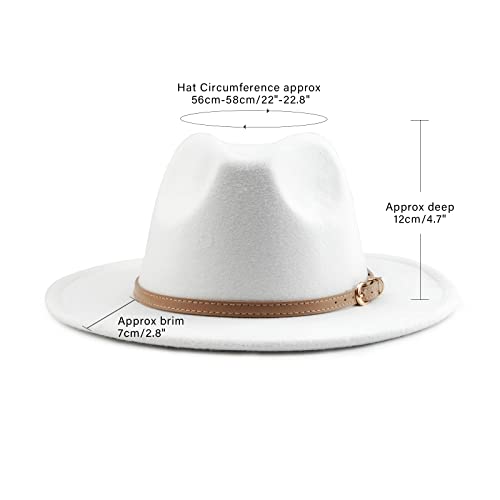 DRESHOW Fedora-Hut mit breiter Krempe für Damen Gürtelschnalle Retro-Panama-Schlapphut
