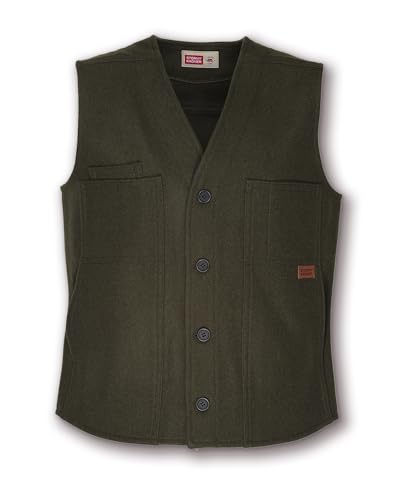 Image of Stormy Kromer The Button Vest, 100% Virgin Wool, 5 Pockets, 4-Button Front, Unlined, Vintage Look, Cut and Sewn in the USA