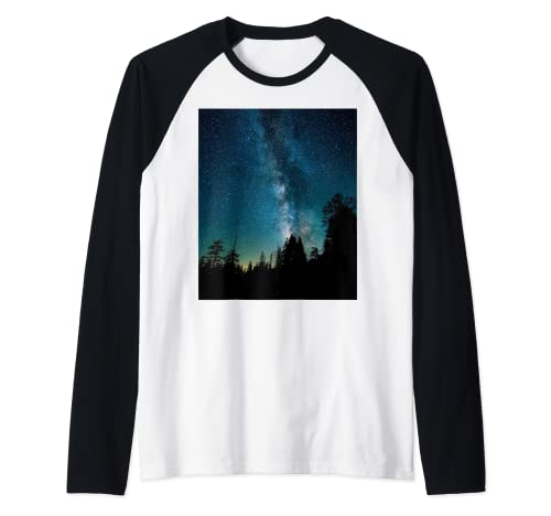 Via Lattea cielo stellato sopra foresta Maglia con Maniche Raglan