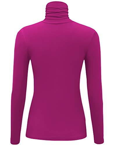 Image of AUHEGN Women's Long Sleeve Short Sleeve Lightweight Turtleneck Top Slim Fit Pullover T-Shirt (S-XXL)