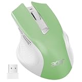 Acer Wireless Mouse, 3 Adjustable DPI Ergonomic Computer Mouse 2.4GHz USB Receiver, 6 Buttons, Cordless Optical Tracking, Battery Indicator, Portable Mice Wireless for Laptop, PC, MacBook Pro (Green)