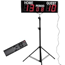 Football Scoreboard, 4-inch LED Electronic Score Screen Scorer with Remote Control, Adjustable Brightness, 200 Feet Viewing Distance, Supports External Battery Power, Digital Scorer