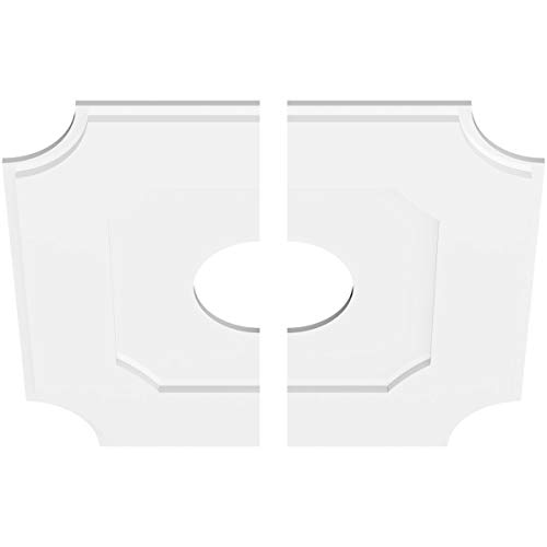 Image of Ekena Millwork CMP26LE2-07000 Locke Architectural Grade PVC Contemporary, Two Piece Urethane Ceiling Medallions 26 inchOD x 7 inchID x 15 1 /2 inchC x 1 inchP