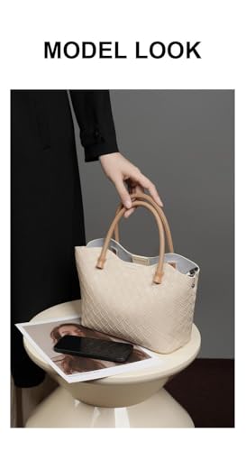 Bolsa feminina de couro legítimo, bolsa de ombro de vaca com alça superior, Bege