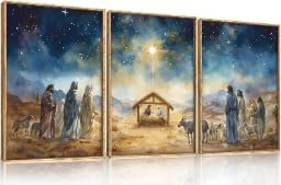 Toiles de la naissance de Jésus lianyibo contre les murs vides : triptyque chrétien 50x75cm