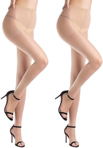 Image of WAKUNA 2 Pairs Toeless Pantyhose Tights For Women 20D Open Toe Pantyhose Control Top