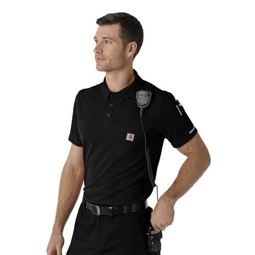 Carhartt Cross-Flex Scrubs for Men, Chest Pocket V-Neck Scrub Tops Black - image 5