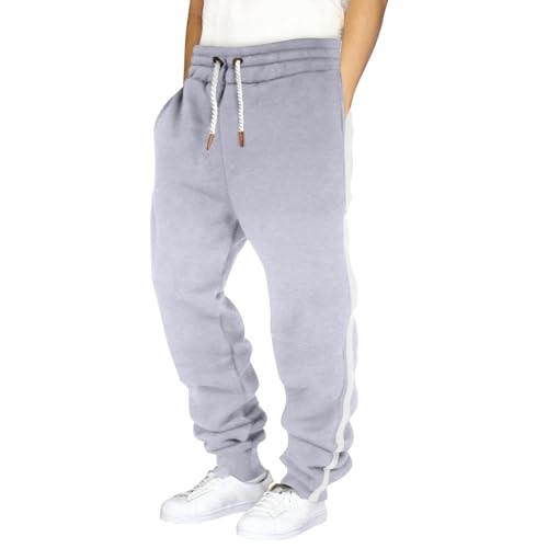 Boys Fleece-Lined Sweatpants Side Stripes Drawstring Elastic Cuff Active Athletic Jogger Trousers Fall Winter Open Bottoms2