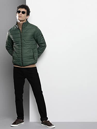 Image of The Indian Garage Co Men Slim Fit Solid Puffer Jackets