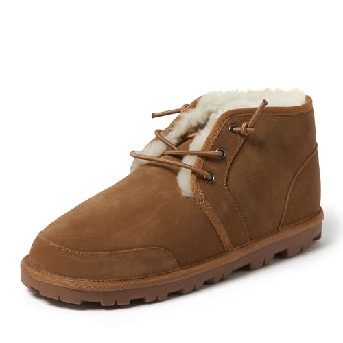 Fireside by Dearfoams Men's Shepparton Shearling Fur Indoor/Outdoor Lace-up Chukka Boot