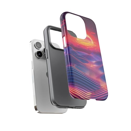 Coque brillante iPhone 14 Pro bleu vagues - Protection rigide haute finition - 3