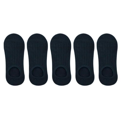 5 Pairs Black No Show Invisible Socks, Breathable, Anti-Slip, One Size Fits All