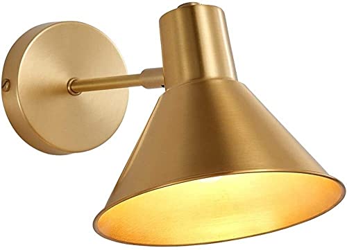 Iluminación de pared para dormitorio minimalista con pantalla dorada y rosca E26 de WQHPLMD