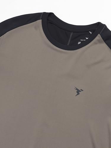 Image of TECHNOSPORT Men's Slim Fit Color Block T-Shirt, Technocool Quick Dry Anti-Microbial Short Sleeve Sports Tee for Gym, Running, Training & Everyday Wear
