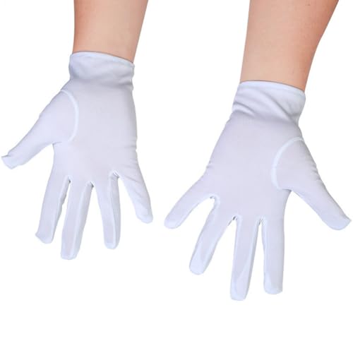 Genérico Guantes Blancos de Etiqueta - Mitón Ligero Para Uniformes,Guantes Blancos De Dedos Completos Para Cocina, Bodas, Eventos Formales, Cosplay Y Fiestas