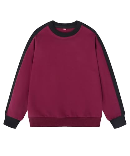 Image of GFQLONG 3 Pack Toddler Boy Girl Cotton Crewneck Sweatshirt Kids Lightweight Long Sleeves with Stripe Fall Fashion Tops
