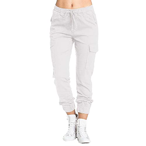 Weiße Hose Damen Medizin Stretch 48 Damen Multi Pocket Cargo Freizeithose Elastische Taille Korsett Seilhose Lack Kleidung Damen Hose