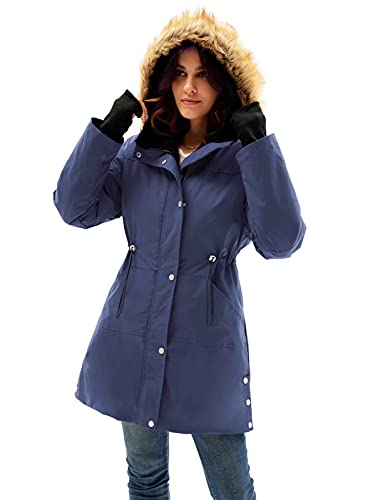 Grace Karin Women Climbing Faux Fur Quilted Parka Jacket Puffer Coat Plus Size Navy 3Xl #TOP2