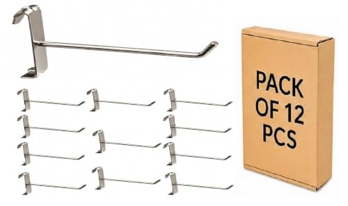 Image of Q1 Beads 12 Pcs 10 inch Stainless Steel Gridwall Panel /Mesh /Jali /Grid Display Hook Hanger for Showroom, Mobile Shops,Supermarket Hanging in Garment & Grocery Shops etc.(Chrome) (10 inches)