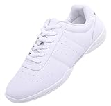 DADAWEN Women's White Cheerleading Shoe Fitness Training Shoes Dance Shoes Tennis Sneakers Cheer Shoes for Girls