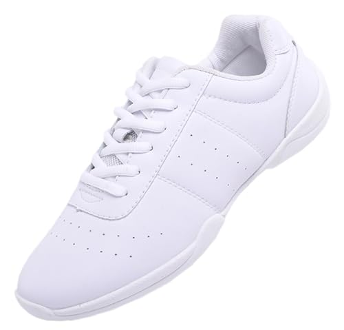DADAWEN Adult & Youth White Cheerleading Shoe Athletic Sport Training Competition Tennis Sneakers Cheer Shoes