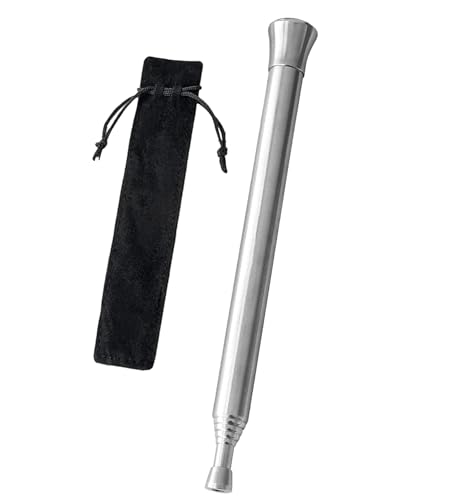 [LUYING] 火吹き棒 伸縮式 キャンプバーベキュー 小型 火ふき棒火おこし棒 6セグメント構成 收纳袋附着 ステンレス製 (シルバー)