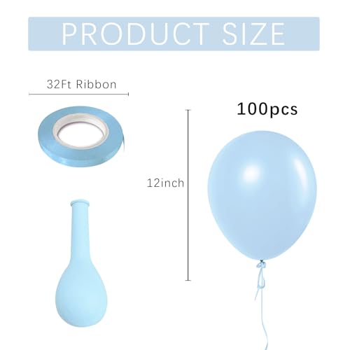 Image of Pastel Blue Latex Party Balloons 100 Pack 12 inch Round Light Blue Balloons for Wedding Baby Shower Gender Reveal Birthday Party Decoration