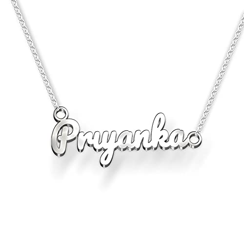 Image of Priyanka Cursive Gold & Silver Name Pendant Necklace, Best Jewelry Gift for Girls.
