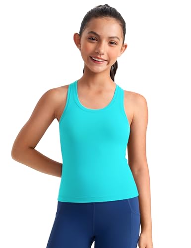 Image of CRZ YOGA Girls Butterluxe Racerback Tank Top | Dance, Extremely Soft, Tight Fit, Waist Length, Scoop Neck, Athletic, Sleeveless Shirts for Teen