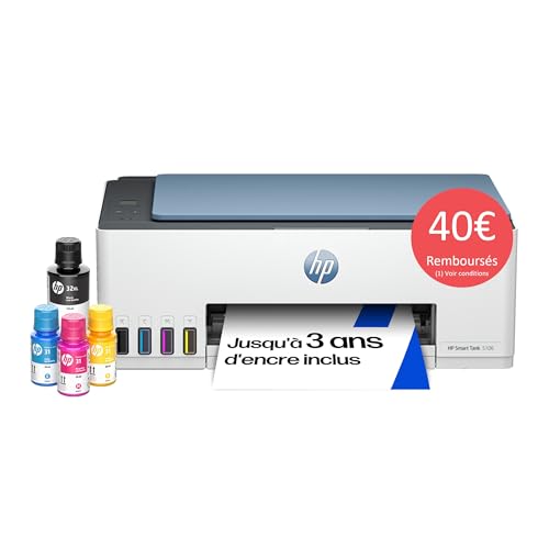HP Smart Tank 5106, 4A8D1A, Imprimante wireless multifonction couleur, Réservoir d'encre à haut volume d'impression, Jusqu'à 12000 pages noir et 8000 pages...
