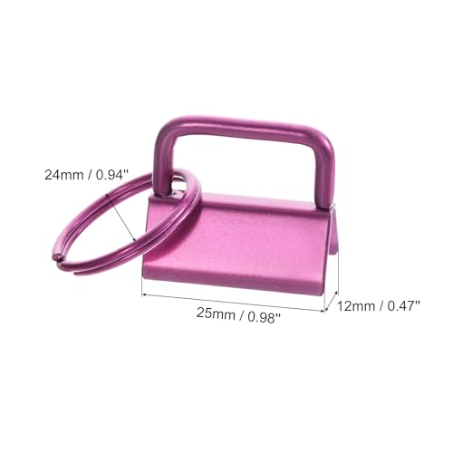 uxcell 20Pcs 25mm/ 1-inch Key Fob Hardware with Keychain Ring for Bag Webbing Wristlets Lanyards, Pink - Image 2
