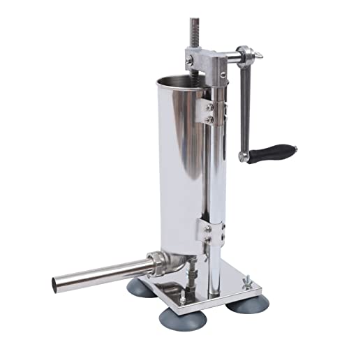 3 L Manual Sausage Stuffer, Stainless Steel Vertical Sausage Stuffer, Sausage Filling Machine with 4 Tubes and 7 PE Tubes, Sausage Maker Meat Stuffer Filler for Home, Restaurants, Snack Bars