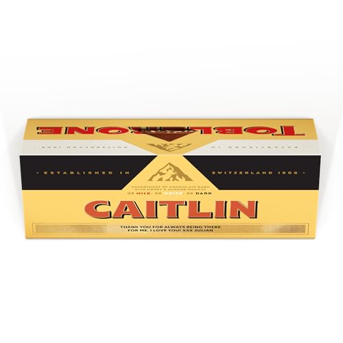 Personalised Toblerone bar - Personalise the Toblerone bar with the name of your choice, Milk chocolate with honey-almond nougat (800 Grams)