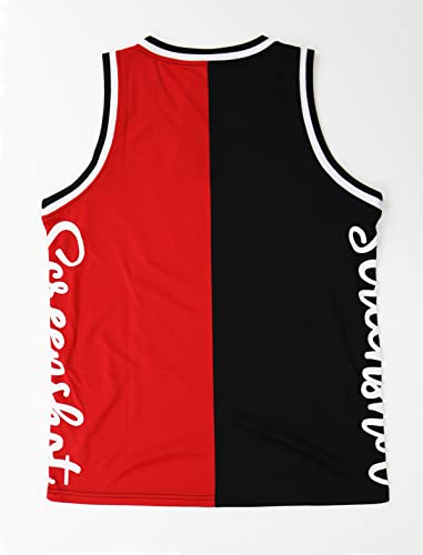 Image of SCREENSHOT Mens Hip-Hop Premium Urban Sreetwear Fashion Jersey Top - NYC Style Basketball Sports Team Color Mesh Tops