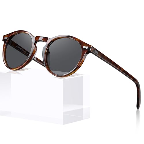 Image of CARFIA Acetate Polarized Sunglasses for Men Retro Classic Round Shades