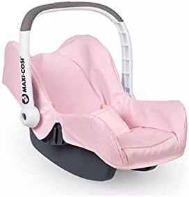 Maxi Cosi Toy Pretend Play Comfort Car Seat and Carrier For Baby Dolls In Pink/Grey For Children Age 3+ with Movable Handle and Harness