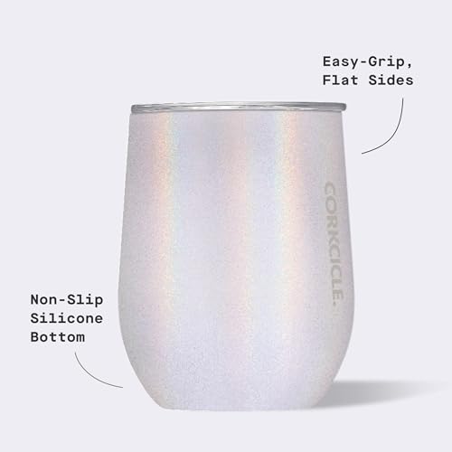 Corkcicle Stemless Glass, Stainless Steel, Triple Insulated (Sparkle Unicorn Magic, 12oz/355ml)