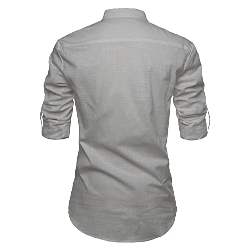 Image of Men's Full Sleeve Beige Color Cotton Blend Spread Slim Fit Shirt Style Kurta for Men and Boys