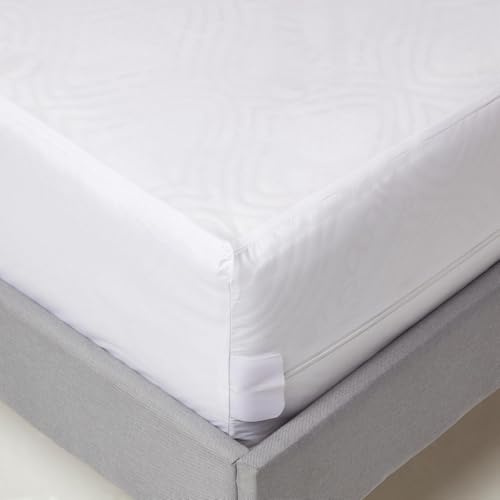 HOMESCAPES Protector de colchón impermeable de 160 x 200 cm, con cremallera, antiácaros, 30 cm de alto