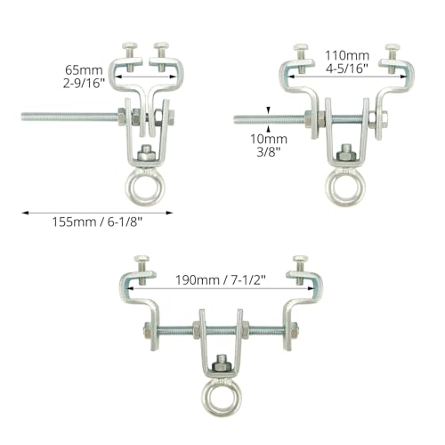 QWORK® 2 Stuck Stahl-I-Träger-Aufhänger, Stahlträgerklemme, Boxsack-Zubehör für Balken, einstellbar von 6.3 cm bis 19 cm