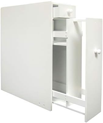 VidaNaticle Bathroom Floor Wood Cabinet in White, Fully Assembled. Ideal to Store Toilet Papers, Cleaning Products and Bathroom Accessories, 6.25 x 19.75 x 22.75 inches, White