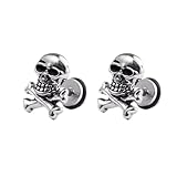Didiseaon Pendientes de Calavera de Acero Ligero para Hombre y Mujer, Ligeros y Cómodos, Diseño Creativo para Uso Diario y Cualquier Ocasión