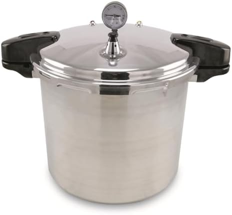 NESCO 24 Quart Manual Pressure Canner, Pressure Cooker, with pressure guage, locking lid, and removing canning rack