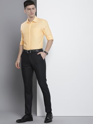 Image of The Indian Garage Co Men Slim Fit Solid Full Sleeves Cutaway Collar Formal Shirt