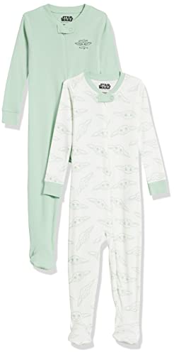 Image of Amazon Essentials Disney | Marvel | Star Wars Unisex Babies' and Toddlers' Snug-Fit Cotton Footed Pajamas, Multipacks