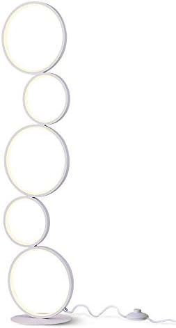 Standing Lamp, LED Floor Lamp Modern for Living Room Bedroom, Hill Loong Circular Tall Lamp Super Bright with Foot Switch- Pure White
