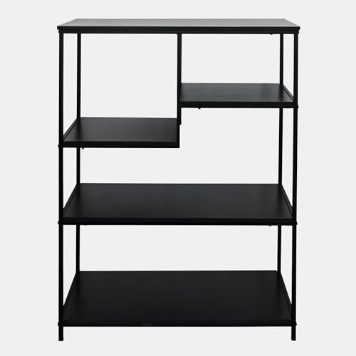 OHS 5 Tier Freestanding Storage Shelving Unit, Wooden Shelves Unit, for Living Room Bedroom & Office Space Organiser Decorative Display Wooden Shelving Unit, Black