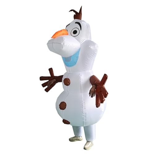 Geerypsy Aufblasbare Schneemann Kostüme für Erwachsene Olaf Kostüm Weihnachten Overall für Winter Maskerade Party Cosplay Silvester Halloween