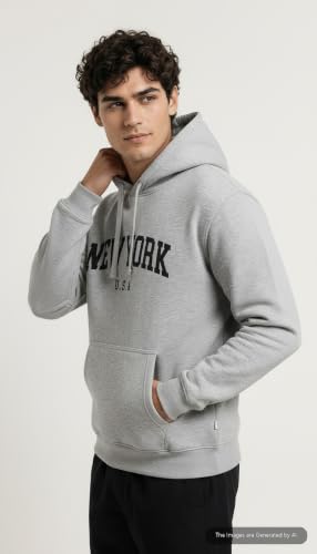 Image of FYLTR Men's Graphic Printed Fleece Hooded Sweatshirt with Kangaroo Pocket | Full Sleeve Pullover Hoodie for Medium to Heavy Winter