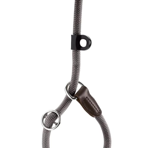 HUNTER Retriever-Hundeleine FREESTYLE, Farbe: grau, integrierte Halsung, stufenlos verstellbar, witterungsbeständig, pflegeleicht, griffig, robustes Tau mit Ledertipps, Größe: 08/120